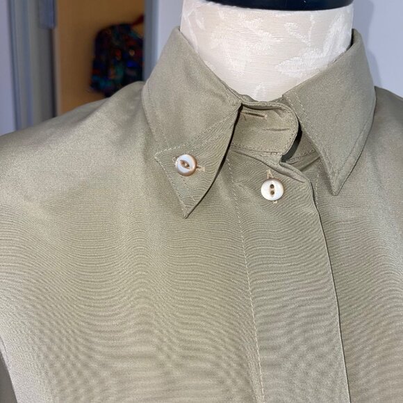 Dino Valiano Vintage Womens Blouse Size Small Beige Bishop Sleeve Casual - Picture 7 of 13